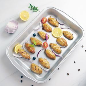 Custom Wholesales Suitable for Large <b>Oven</b> LFGB 14.5 Inch Thick Silver Carbon Steel Non-stick <b>Baking</b> Pan Roast Turkey - Product Image 4
