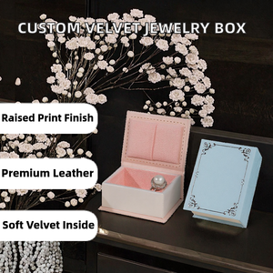 Caja de Joyería Cuadrada de Cuero con Logotipo Personalizado, Estilo Libro, de Terciopelo, para Guardar Collares, Pulseras, Anillos de Boda, Embalaje de Regalo - Product Image 2