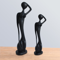 Estatuilla de Mujer en Pose de Yoga Abstracta Negra, Figura de Resina Hecha a Mano, Modelo Desnudo, Esculturas Artesanales, Decoración del Hogar, Estatua de Arte
