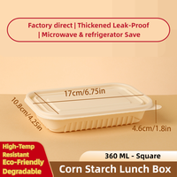 Contenants alimentaires biodégradables écologiques de 360 ml, 6,75 x 4,25 pouces, jaune crème, boîte à lunch jetable pour emporter, utilisable au micro-ondes