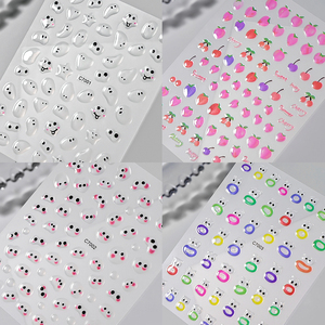 4 pièces/sac Kawaii bouche monstre ongles autocollants mignon gelée drôle <span class=keywords><strong>Expression</strong></span> décalcomanies curseur bricolage ongles décoration ongles autocollants - Product Image 2