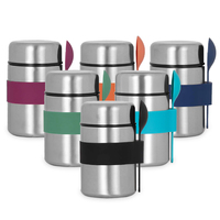 Lonchera de Acero Inoxidable con Logotipo Personalizado, Frasco para Alimentos con Aislamiento al Vacío, Termo para Alimentos Calientes y Fríos con Cuchara
