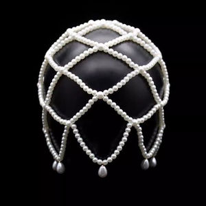 Chaîne de tête vintage rétro en perles en forme de larme, coiffe bohème pour mariée, accessoires de cheveux pour femmes pour mariage et soirées - Product Image 5