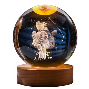 Lámpara <span class=keywords><strong>de</strong></span> Mesa <span class=keywords><strong>de</strong></span> Cristal <span class=keywords><strong>con</strong></span> Sistema Solar 3D Tallado, Blnieece OEM 2024, <span class=keywords><strong>con</strong></span> Base <span class=keywords><strong>de</strong></span> Madera para Habitación Infantil - Product Image 6