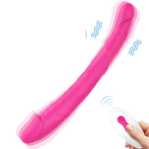 Vibrador de Pene Artificial de Silicona para Mujeres Homosexuales, Doble Cabeza, Tamaño Grande, Recargable por USB, 9 Frecuencias, Impermeable - Product Image 1