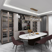 Meuble à vin moderne en bois massif de luxe, réglable, avec vitrine et éléments en acier inoxydable pour salon