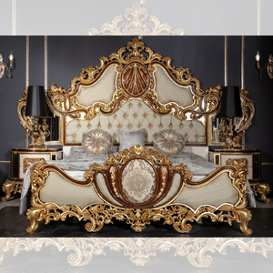 Wholesale Of China Furniture Royal King King Size <strong>Bed</strong> Solid Wood Carving Gold Decoration Romantic Bedroom Furniture Set - Product Image 5