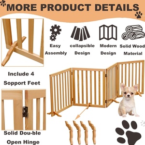 <strong>Wooden</strong> <strong>Dog</strong> <strong>Gate</strong> 4 Panels Freestanding Collapsible Pet <strong>Dog</strong> Safety <strong>Gate</strong> for House Doors <strong>Stairs</strong> - Product Image 4