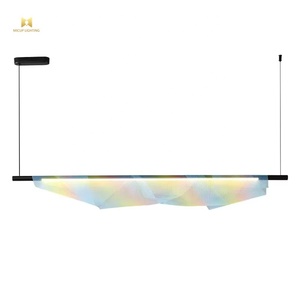 Modern Design Regenboog Led Hanglamp Netschaduw Kleurrijke Strip Kroonluchter Lange Vorm Hangende Plafondlamp - Product Image 6