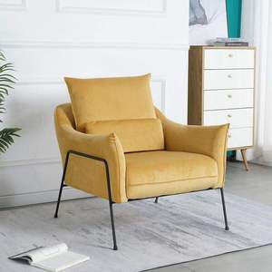 Sillón Individual de Madera Francesa con Respaldo Alto y Acolchado, para Sala de Estar, Oficina y Hotel - Product Image 1