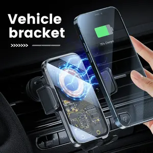 Cyber Punk สมาร์ทเซ็นเซอร์สัมผัสแบบอัตโนมัติ15W ที่ชาร์จเร็วโปร่งใสที่หนีบติดช่องแอร์รถยนต์ที่ยึดคลิปหนีบที่ชาร์จแบบไร้สาย - Product Image 2