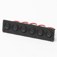 PN-R6-101EN-BL-12VDC Panneau de commutation à bascule marin 6 interrupteurs étanche 12V avec LED bleue 3 broches pour bateau et voiture