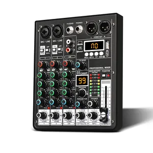 Portable 4 Channel Music Mixing Console 12V Power Input Audio Mixer With USB And 48V Phantom Power