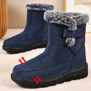 Bottes d'hiver pour femmes grandes tailles avec isolation supplémentaire et rembourrage épais en polyuréthane, bottes longues à tige haute et semelle épaisse en coton - Product Image 2