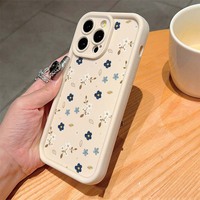 Coque de téléphone portable antichoc en TPU avec motif floral bleu et blanc, style objectif d'appareil photo, pour iPhone 11 12 13 14 15 16 17 18 Pro Max