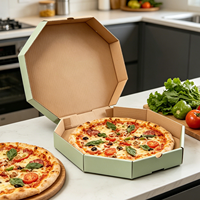 Boîtes à pizza octogonales biodégradables en gros, en carton kraft recyclé, jetables, pour la livraison et les plats à emporter des restaurants