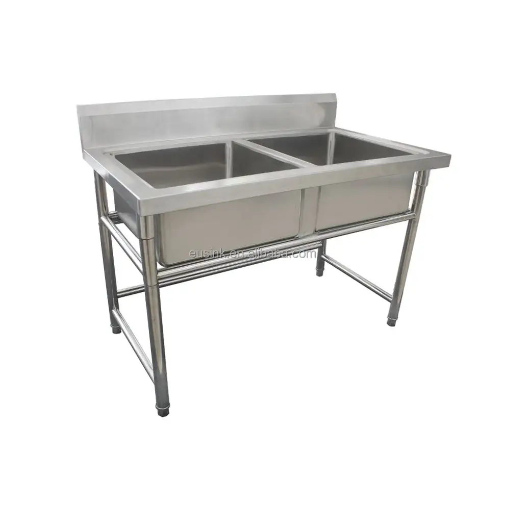 Heavy Duty Commercial Stainless Steel Sink Work Table With Drainboard for Kitchen