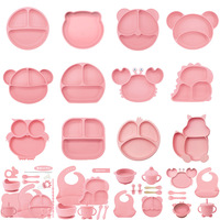 Ensemble complet de 10 pièces de vaisselle en silicone pour bébé avec bavoir, assiette, bol, cuillère, fourchette, tasse – Solution tout-en-un pour les repas des enfants