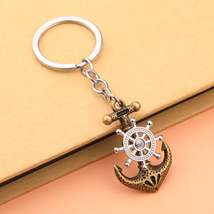 Xoay Retro Tàu Cướp Biển Neo Keyring Helm Mùa Hè Thiết Kế Lưu Niệm Charms Thuyền Neo Mettal Keychain - Product Image 5