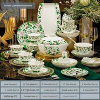 Nouvel ensemble de vaisselle en porcelaine osseuse de grande valeur Nouveaux bols, assiettes et plats ménagers de luxe légers de style chinois Cadeaux haut de gamme