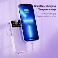 Banque d'alimentation portable avec 4 câbles intégrés, 10000mAh, 22.5W, double USB, charge rapide, pour iPhone 15