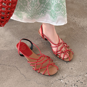 Nuevos Zapatos de <span class=keywords><strong>Mujer</strong></span> 2025 de Diseño Francés, Tejido Calado, Tacón Bajo, Sin Cordones, de Verano, de Piel Vacuna, Punta Abierta, para Fiesta y Boda, con Suela Antideslizante de TPR - Product Image 4