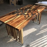 Table à manger de luxe en bois de noyer et résine époxy, faite à la main, personnalisée, avec motif nid d'abeille hexagonal massif, pour maison, villa et salle à manger