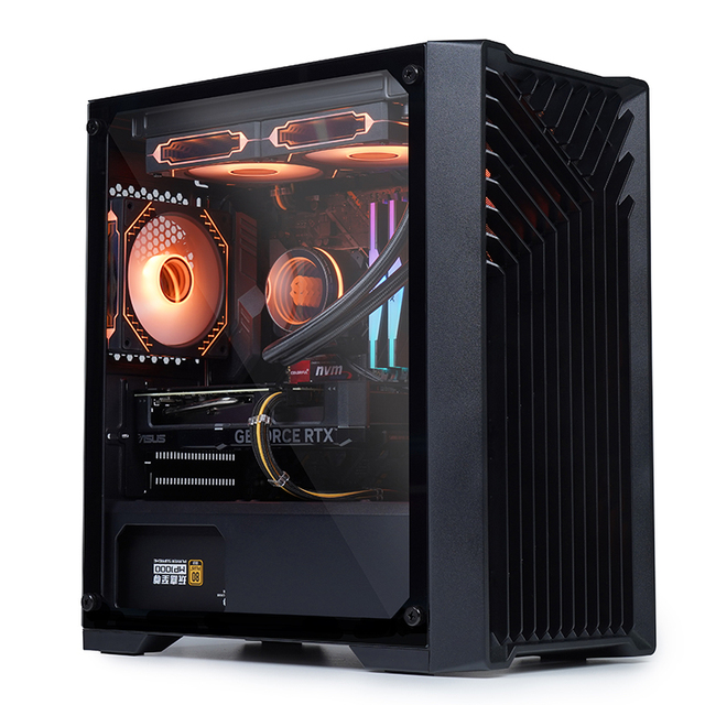 Accordion M-ATX Mid-Tower High Airflow Perforated Top Panel Tempered Glass Gaming Computer Case