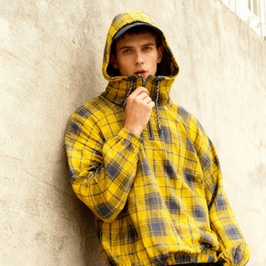 Custom New Trend 500G Heavy Weight Embroidered Half Zip Boxy Oversized Sun Bleached Cotton French Terry Flannel Double Waffle - Product Image 2