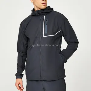 Men custom logo 3M reflective full zip jacket lightweight quick dry outdoor running nylon windbreaker jacket waterproof men