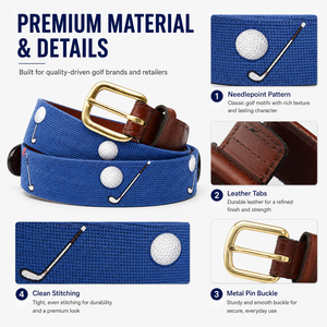 <span class=keywords><strong>Ceinture</strong></span> de golf à point d'aiguille pour hommes en cuir pleine fleur pour femmes avec boucle en laiton massif. - Product Image 2
