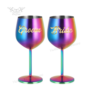 Copa de vino de pareja divertida de Color personalizado copa de acero inoxidable Sr. y Sra. <span class=keywords><strong>copas</strong></span> de vino de tallo <span class=keywords><strong>para</strong></span> regalo de <span class=keywords><strong>San</strong></span> Valentín parejas recién casadas - Product Image 3