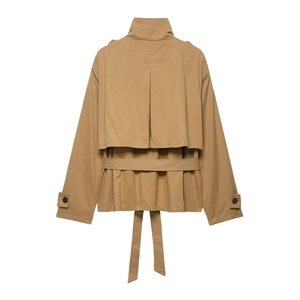 ZA <span class=keywords><strong>AliExpress</strong></span> Best Seller Manteau Trench Court Rétro Chic Ceinturé pour Femme, Manches Longues Style EU/US, Vêtement d'extérieur Transfrontalier - Product Image 1