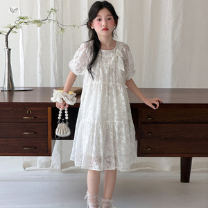 Robe florale à manches bouffantes de style français pour grandes filles, idéale pour l'été et les occasions décontractées quotidiennes - Product Image 2