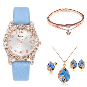 Montre décontractée pour femme Amadi, cadran simple étoile à cinq branches, ensemble de bijoux cinq pièces, mouvement à quartz, alliage 16 mm - Product Image 5