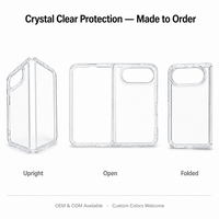 Funda para iPhone 18 Fold con Parte Trasera de Acrílico Transparente, Marco de TPU, Cubierta de PC, Protección de Bisagra, Antigolpes, Antiamarilleo, Soporte OEM ODM Personalizado