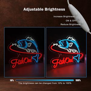 Letreros LED de Neón con la frase 'Fish On', regulables, alimentados por USB, luz ambiental, decoración para escaparates, luz indicadora de calle, personalizables, 5v - Product Image 2