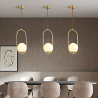 Vente chaude Moderne Style Nordique Or Ampoule LED Plafonnier Globe Forme Boule De Verre Pendentif pour Restaurants De Taille Moyenne