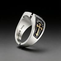 Herren Verstellbarer Kupfer-Kreuzring Vintage Zweifarbiger Malteserkreuz-Fingerring Mode Punk Biker Gothic Accessoire