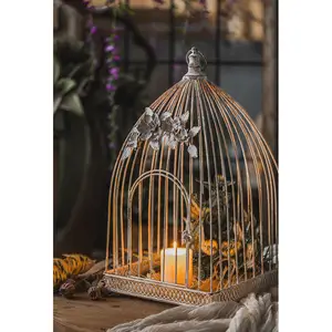 Antieke Kandelaar Middelpunt Bloem Birdcage Theelichtje Lantaarn Tafel Decor Kandelaars Decoratieve