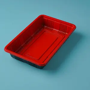 Wholesale Disposable Cheap Frozen Food Tray Packaged Black Red Supermarket Meat Blister Plastic Food Tray