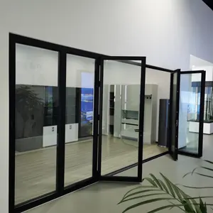 Aluminium Folding Door Price Bifold Patio Thermal Break Glass Bi-fold Door Exterior Patio Accordion Door