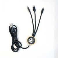 Câble de charge multi-appareils en bambou, câble de chargeur multiple, cordon tressé en nylon rapide, câble de charge USB 3 en 1, câble de charge multi-téléphones