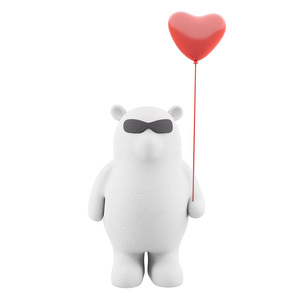 Escultura Moderna de <span class=keywords><strong>Oso</strong></span> <span class=keywords><strong>Polar</strong></span> de Espuma con Globo de Corazón, Resina Blanca Duradera, Decoración para el Hogar, Centro Comercial, Tienda de Regalos - Product Image 3