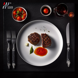 YAYU Ceramic Pure White Round Plate <b>Set</b> For Hotels And Homes Western Food <b>Serving</b> <b>Dishes</b> - Product Image 1