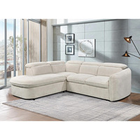 Juego de Sofás Reclinables Portátiles Modernos Beige Personalizados de Fábrica, Sofá Cama Plegable en Forma de L de 5 Plazas para Hotel
