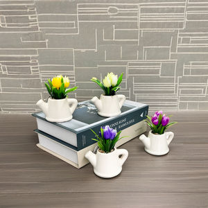 Pequeñas plantas suculentas artificiales decorativas para interiores, plátanos en maceta falsos con certificación UV, materiales cerámicos, plástico, madera, Metal, PVC, PE - Product Image 1