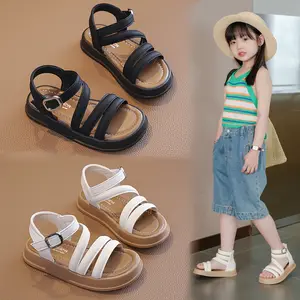 Sandales romaines pour enfants chaussures 2023 nouvel été décontracté blanc noir bébé petites filles semelles souples sandales