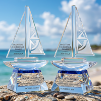 Trophée Voilier en Cristal K9 Haut de Gamme, Grande Surface de Gravure, Nouveau Design, Cérémonie Annuelle, Récompense pour la Reconnaissance des Employés - Vente Chaude