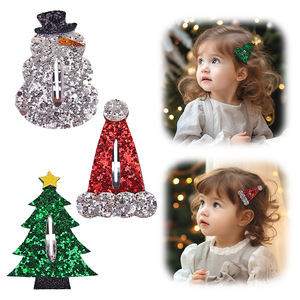 Nuovo Halloween natale accessori per capelli per ragazze pipistrello di zucca cappello magico albero di natale pupazzo di neve cappello BB Glitter festa fermaglio per capelli - Product Image 5